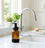 Glass Foaming Bottle with Black Silicone Sleeve 8 oz